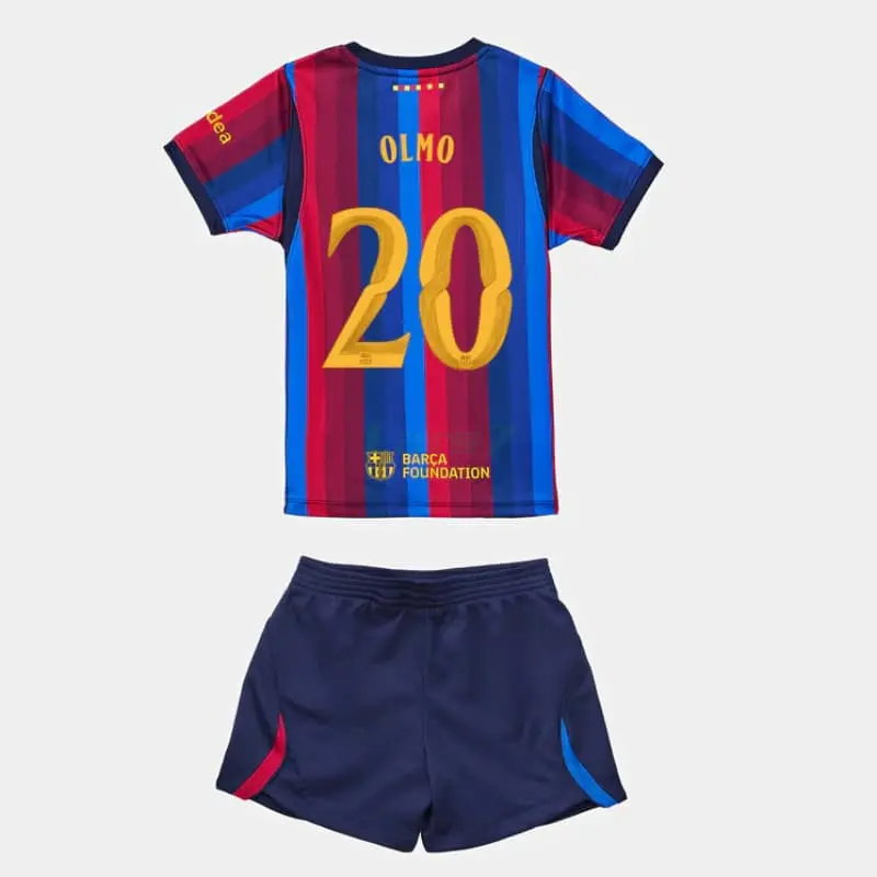 Camiseta OLMO 20 Barcelona 1ª Equipación 2026/2027 Rojo/Azul Niño Kit UCL