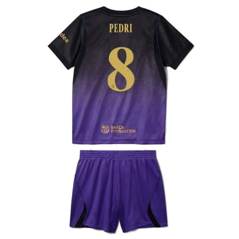 Camiseta PEDRI 8 Barcelona 2ª Equipación 2026/2027 Negro/Morado Niño Kit UCL