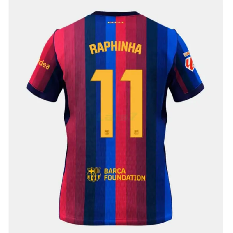 Camiseta RAPHINHA 11 Barcelona 1ª Equipación 2026/2027 Rojo/Azul con Parche La Liga