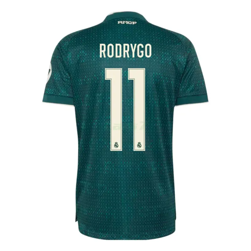 Camiseta RODRYGO 11 Real Madrid 2ª Equipación 2026/2027 Verde Oscuro con Parche HP