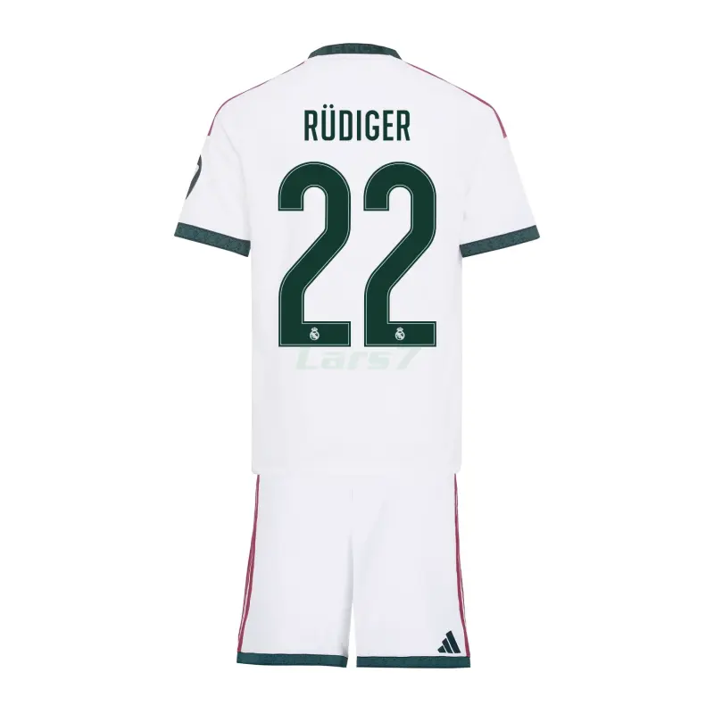 Camiseta RUDIGER 22 Real Madrid 1ª Equipación 2026/2027 Blanco Niño Kit con Parche HP