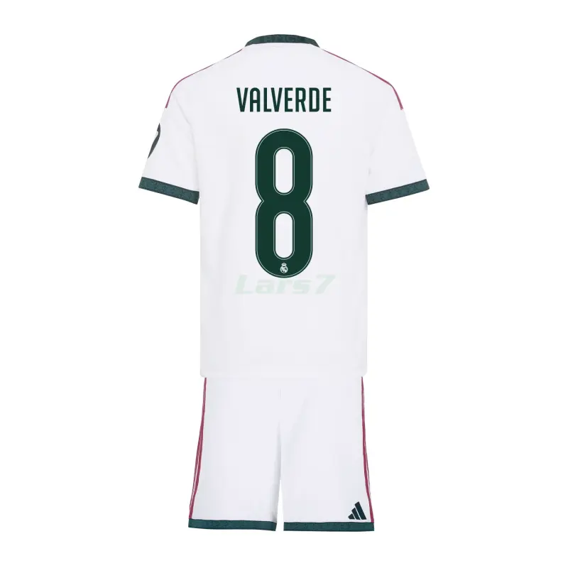 Camiseta VALVERDE 8 Real Madrid 1ª Equipación 2026/2027 Blanco Niño Kit con Parche HP