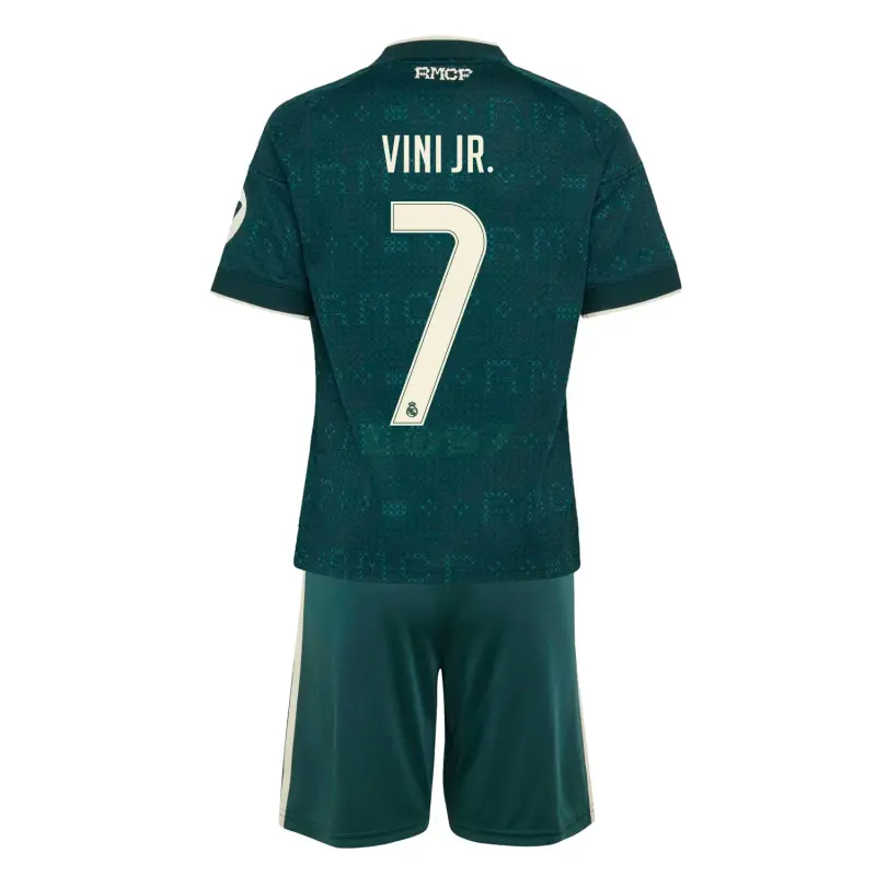 Camiseta VINI JR. 7 Real Madrid 2ª Equipación 2026/2027 Verde Oscuro Niño Kit con Parche HP