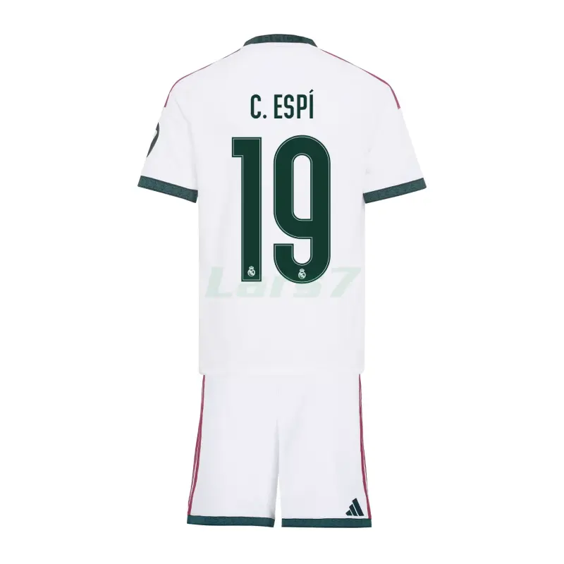 Camiseta C. ESPÍ 19 Real Madrid 1ª Equipación 2026/2027 Blanco Niño Kit con Parche HP