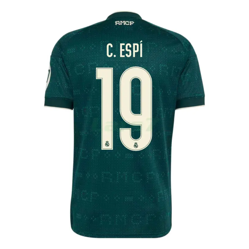 Camiseta C. ESPÍ 19 Real Madrid 2ª Equipación 2026/2027 Verde Oscuro con Parche HP