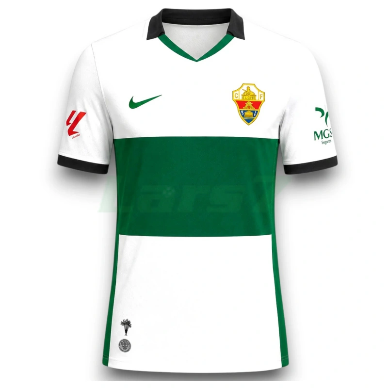 Camiseta Elche 1ª Equipación 2026/2027 Blanco/Verde con Parche La Liga