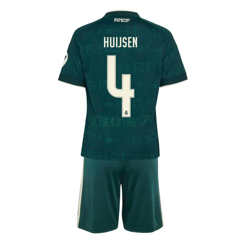 Camiseta HUIJSEN 4 Real Madrid 2ª Equipación 2026/2027 Verde Oscuro Niño Kit con Parche HP