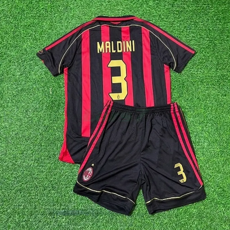 Camiseta MALDINI 3 AC Milan 1ª Equipación Retro 2006/07 Niño Kit Rojo/Negro