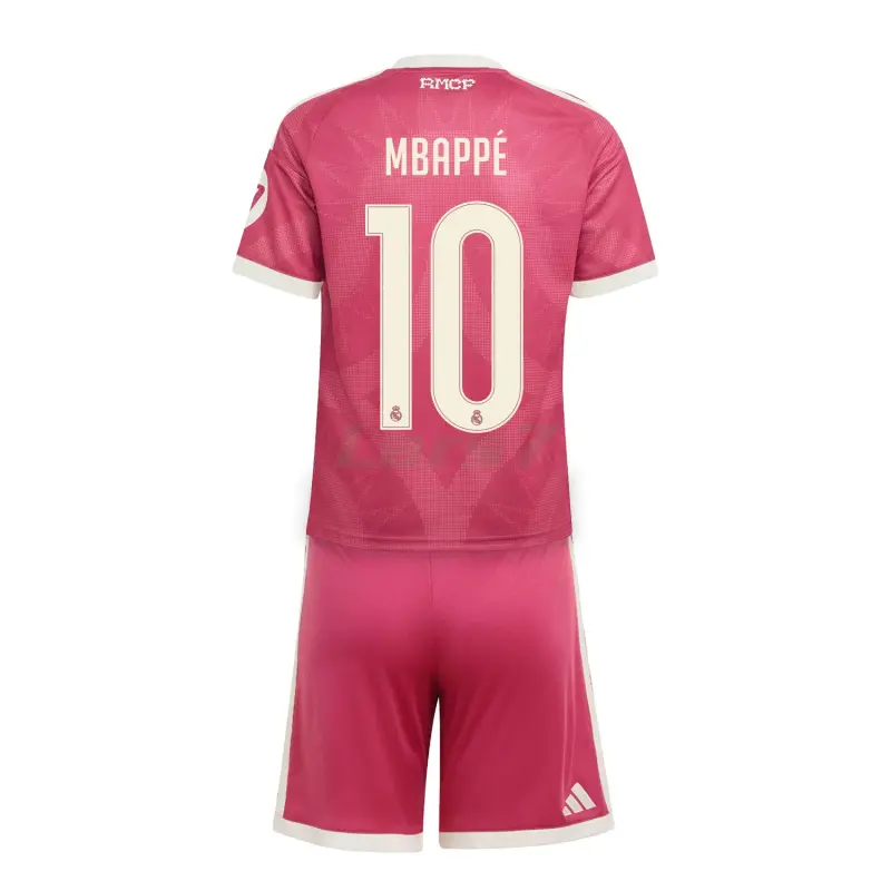 Camiseta MBAPPÉ 10 Real Madrid 3ª Equipación 2026/2027 Rosa Niño Kit con Parche HP