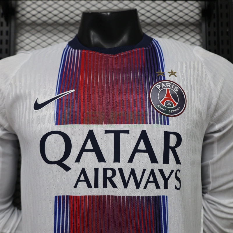 Camiseta PSG 2ª Equipación 2026/2027 ML Blanco con Dos Estrellas (EDICIÓN JUGADOR)