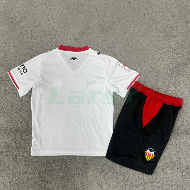 Camiseta Valencia 1ª Equipación 2026/2027 Blanco Niño Kit con Parche La Liga