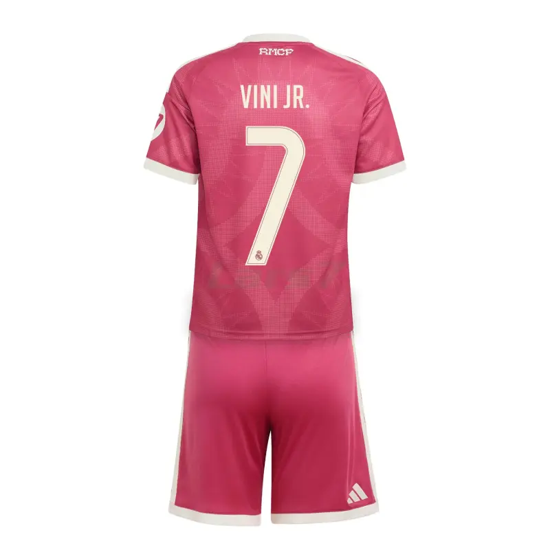 Camiseta VINI JR. 7 Real Madrid 3ª Equipación 2026/2027 Rosa Niño Kit con Parche HP
