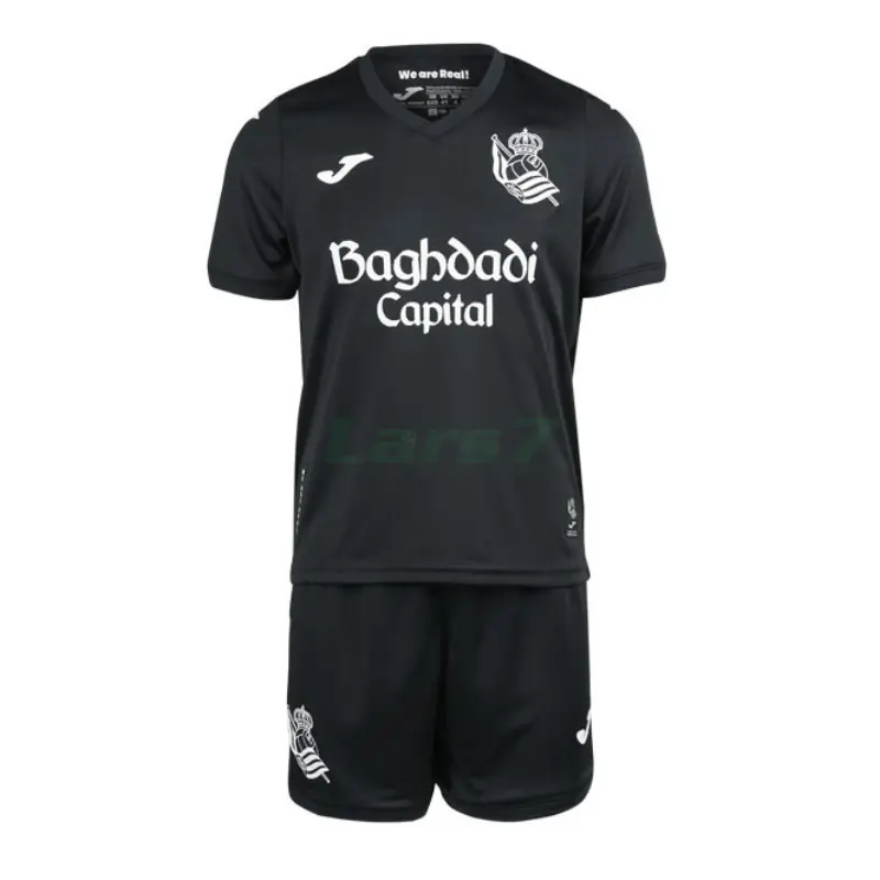 Camiseta Real Sociedad 2ª Equipación 2026/2027 Negro Niño Kit con Parche La Liga