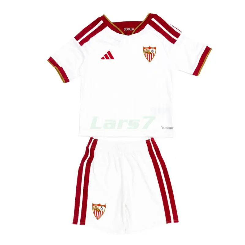 Camiseta Sevilla FC 1ª Equipación 2026/2027 Blanco Niño Kit con Parche La Liga