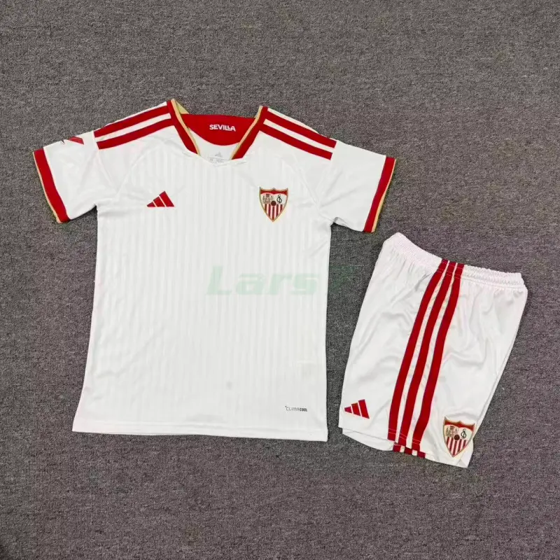 Camiseta Sevilla FC 1ª Equipación 2026/2027 Blanco Niño Kit con Parche La Liga