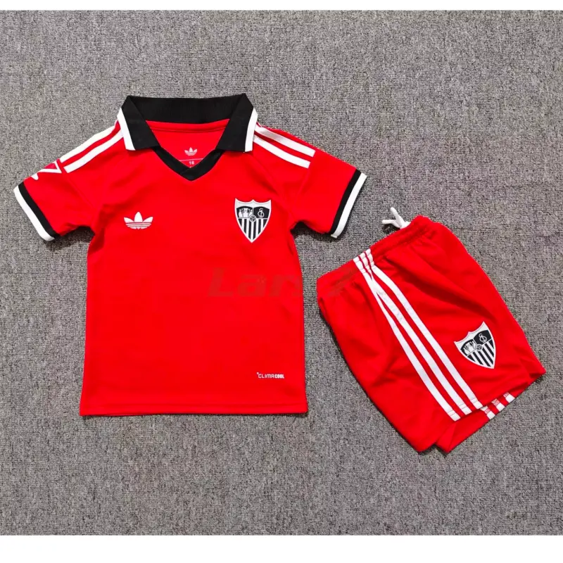 Camiseta Sevilla FC 2ª Equipación 2026/2027 Rojo Niño Kit con Parche La Liga