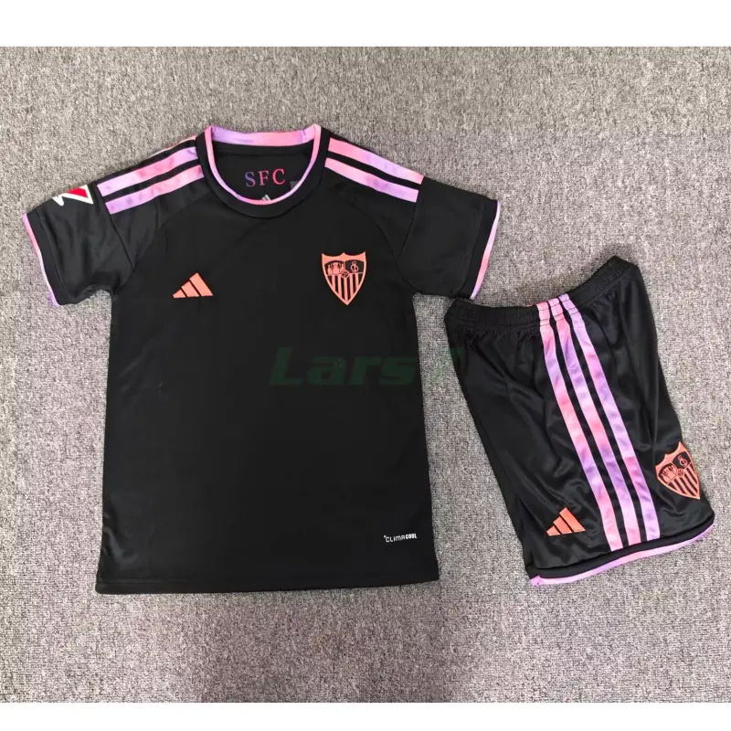 Camiseta Sevilla FC 3ª Equipación 2026/2027 Negro Niño Kit con Parche La Liga