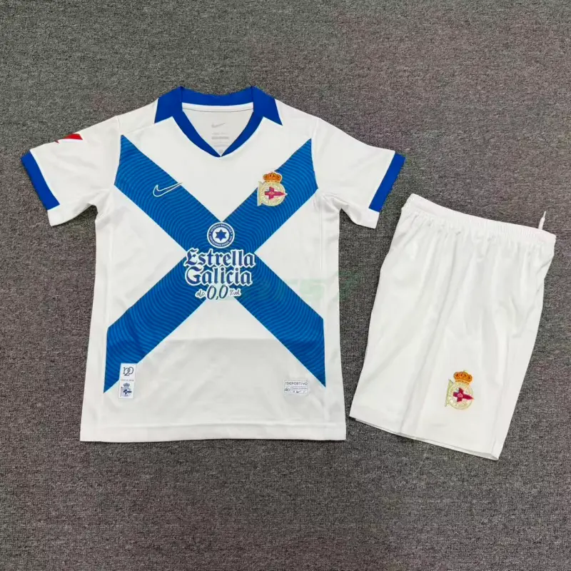 Camiseta Deportivo De La Coruna 3 Equipacion 2026/2027 Blanco/Azul Niño Kit con Parche La Liga