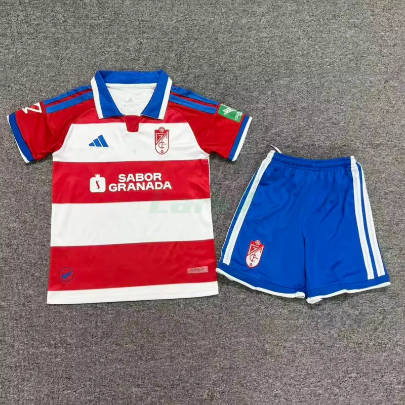 Camiseta Granada 1ª Equipación 2026/2027 Rojo/Blanco Niño Kit con Parche La Liga