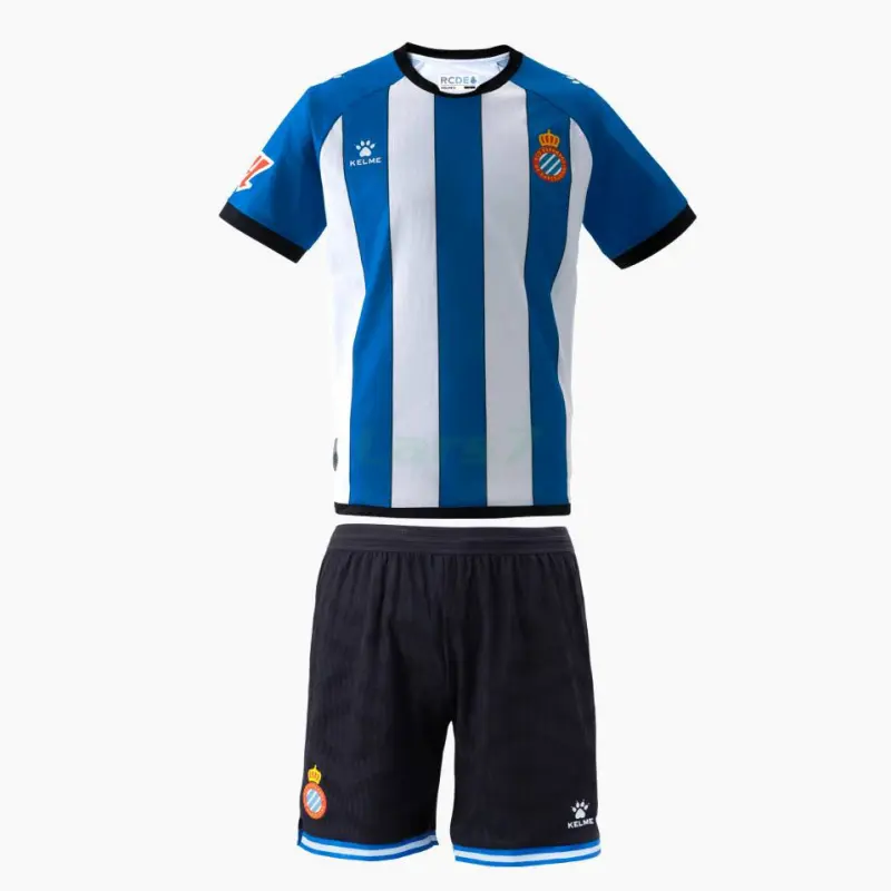 Camiseta Espanyol 1ª Equipación 2026/2027 Azul/Blanco Niño Kit con Parche La Liga