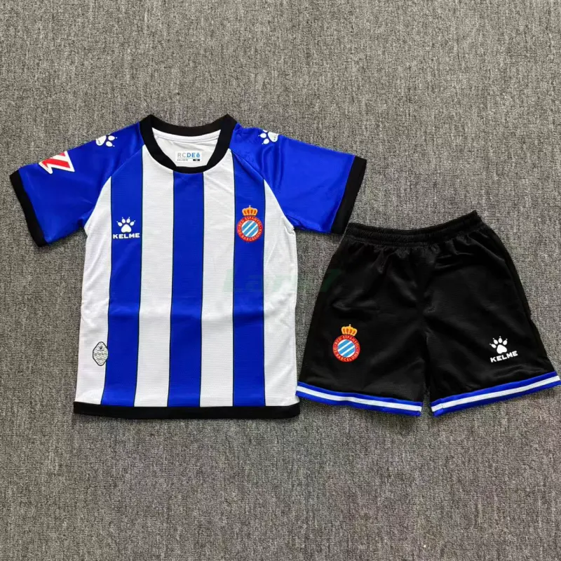 Camiseta Espanyol 1ª Equipación 2026/2027 Azul/Blanco Niño Kit con Parche La Liga