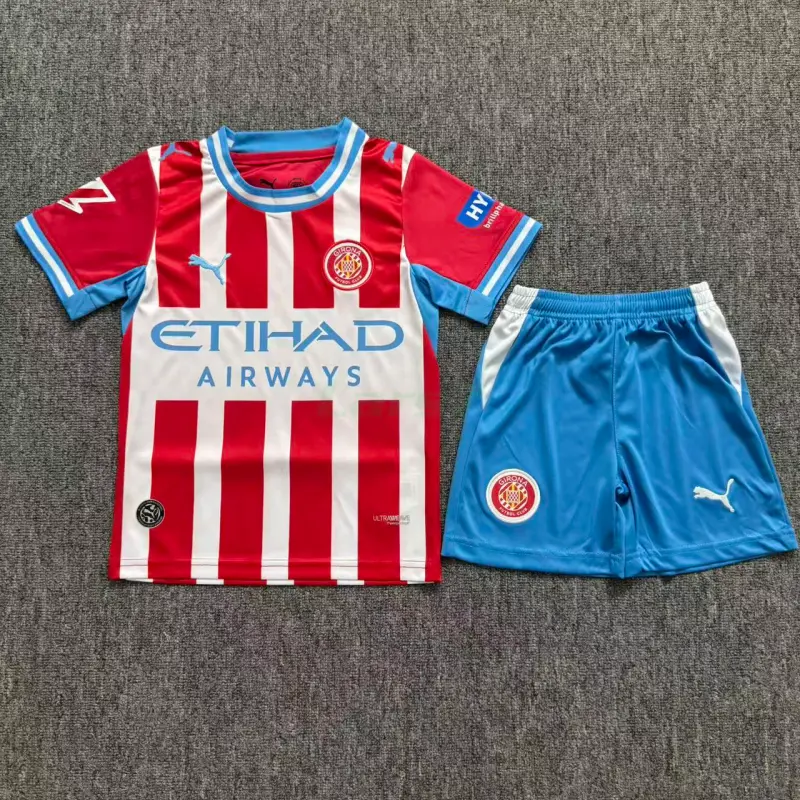 Camiseta Girona 1ª Equipación 2026/2027 Rojo/Balnco Niño Kit con Parche La Liga