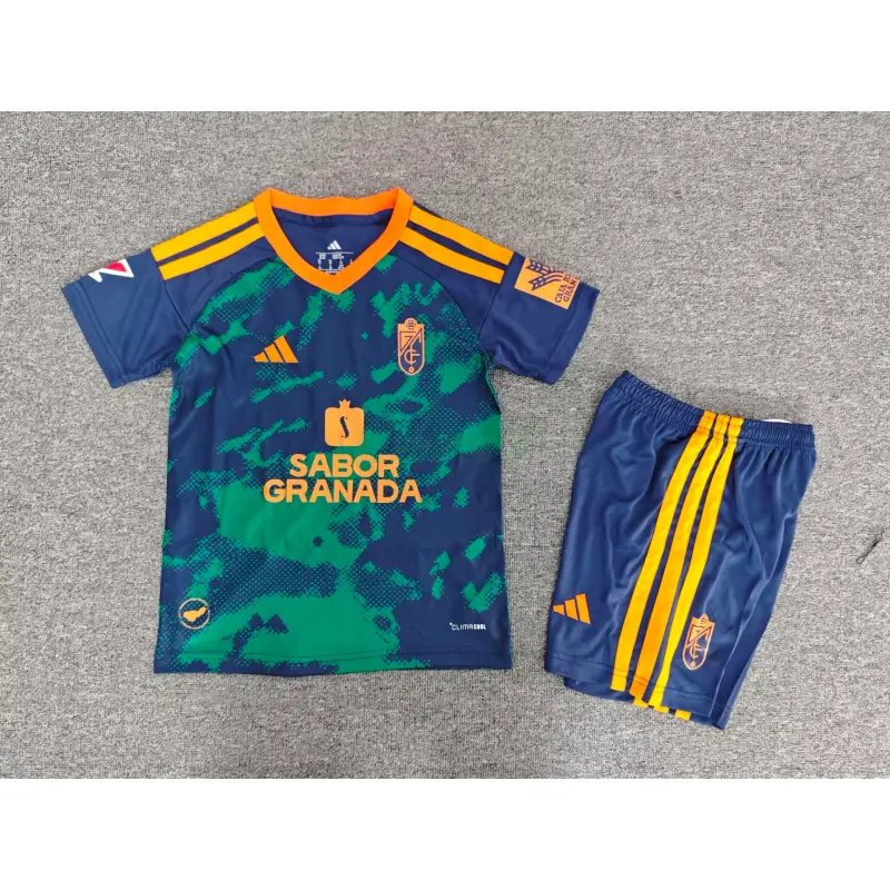 Camiseta Granada 2ª Equipación 2026/2027 Azul/Verde Niño Kit con Parche La Liga