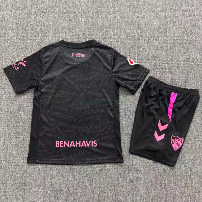 Camiseta Málaga CF 3ª Equipación 2026/2027 Negro Niño Kit con Parche La Liga