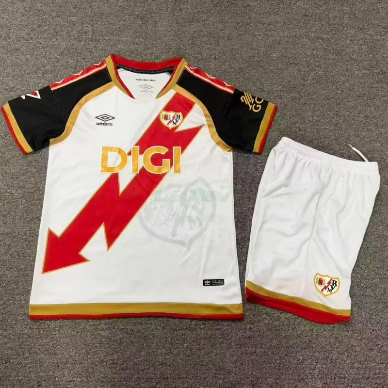 Camiseta Rayo Vallecano 1ª Equipación 2026/2027 Blanco Niño Kit con Parche La Liga