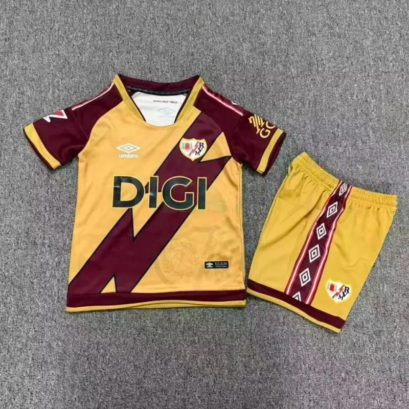 Camiseta Rayo Vallecano 3ª Equipación 2026/2027 Oro Niño Kit con Parche La Liga