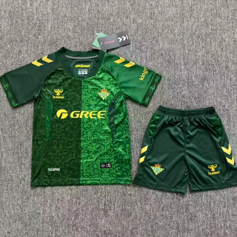 Camiseta Real Betis 2ª Equipación 2026/2027 Verde Niño Kit con Publicidad de UCL