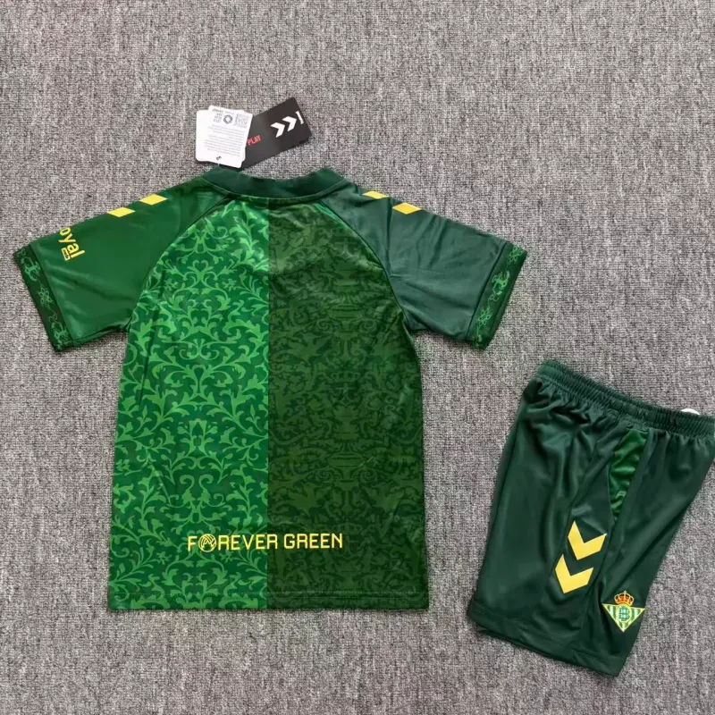 Camiseta Real Betis 2ª Equipación 2026/2027 Verde Niño Kit con Publicidad de UCL