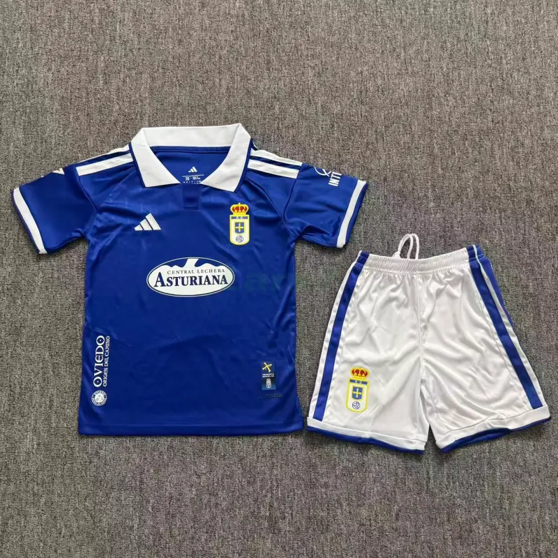 Camiseta Real Oviedo 1ª Equipación 2026/2027 Azul Niño Kit con Parche La Liga