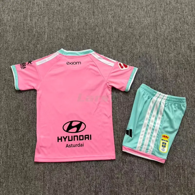 Camiseta Real Oviedo 2ª Equipación 2026/2027 Rosa Niño Kit con Parche La Liga