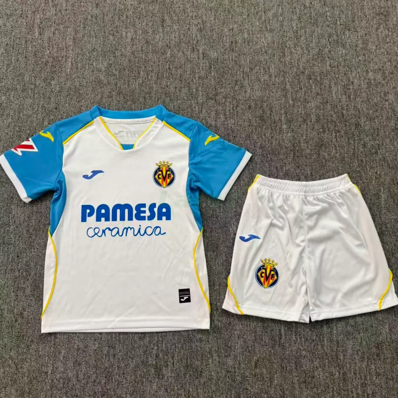 Camiseta Villarreal 2ª Equipación 2026/2027 Blanco/Azul Niño Kit con Parche La Liga
