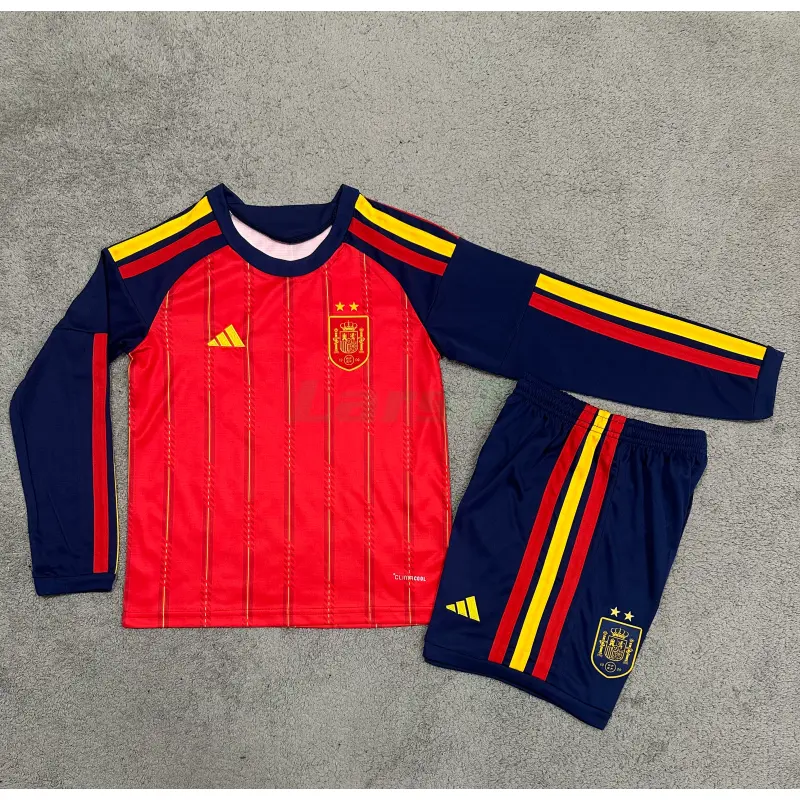 Camiseta España 1ª Equipación Mundial 2026 ML Rojo/Azul Niño Kit 2 Estrellas