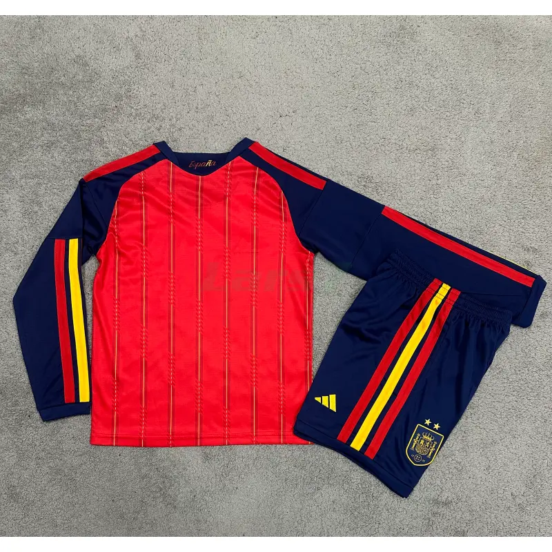 Camiseta España 1ª Equipación Mundial 2026 ML Rojo/Azul Niño Kit 2 Estrellas