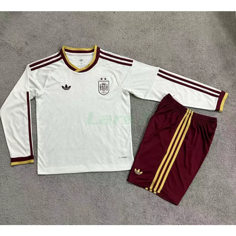 Camiseta España 2ª Equipación Mundial 2026 ML Blanco Niño Kit 2 Estrellas