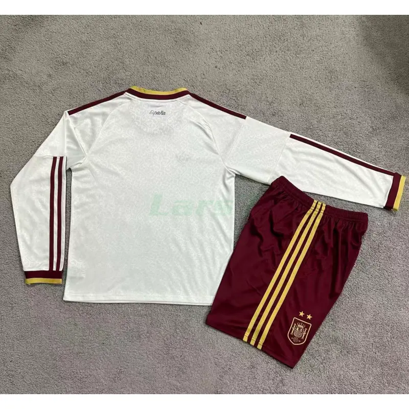 Camiseta España 2ª Equipación Mundial 2026 ML Blanco Niño Kit 2 Estrellas