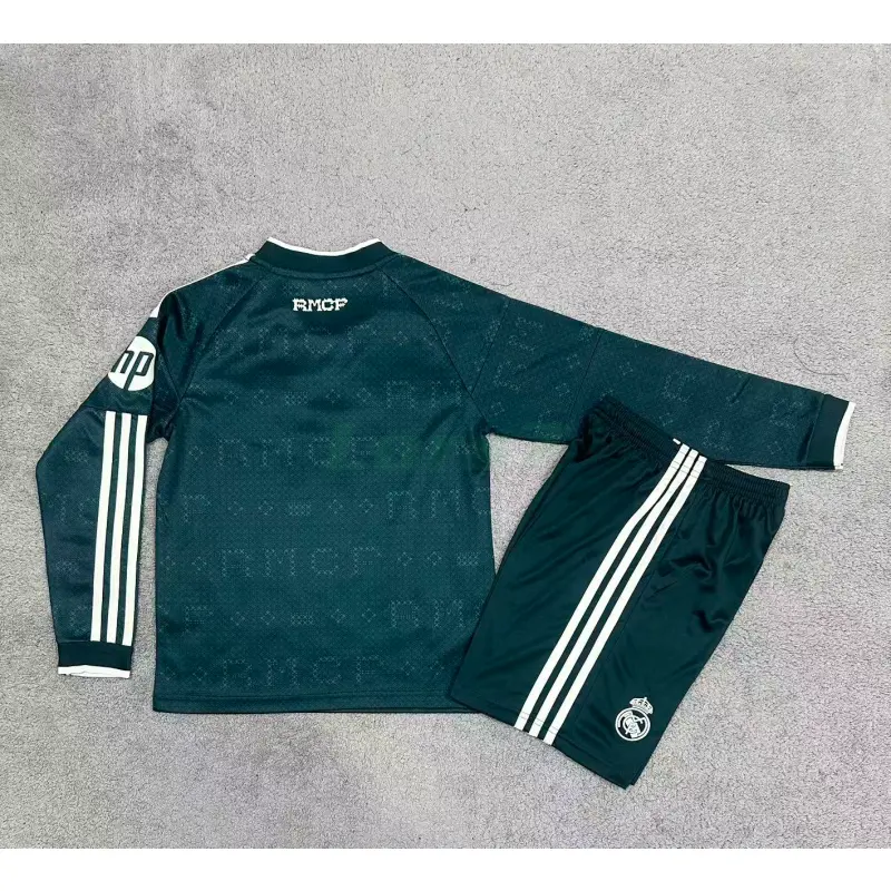 Camiseta Real Madrid 2ª Equipación 2026/2027 ML Verde Oscuro Niño Kit con Parche HP