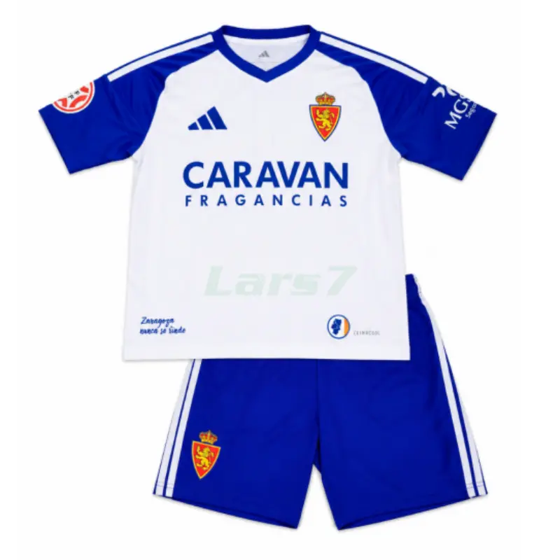 Camiseta Real Zaragoza 1ª Equipación 2026/2027 Blanco/Azul Niño Kit
