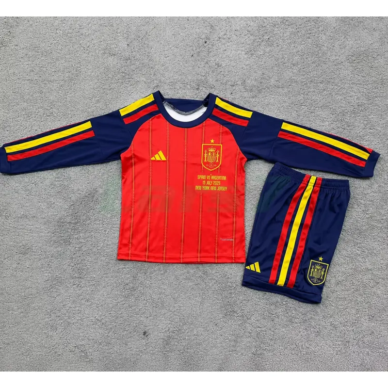 Camiseta España 1ª Equipación Mundial 2026 ML Rojo/Azul Niño Kit Edición Final