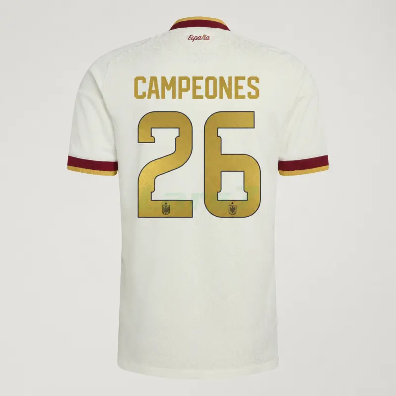 Camiseta España 2ª Equipación Mundial 2026 Blanco Edición Campeones