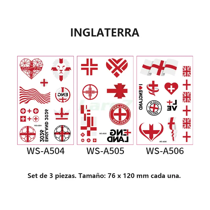 Set de 3 tatuajes temporales de banderas del Mundial 2026